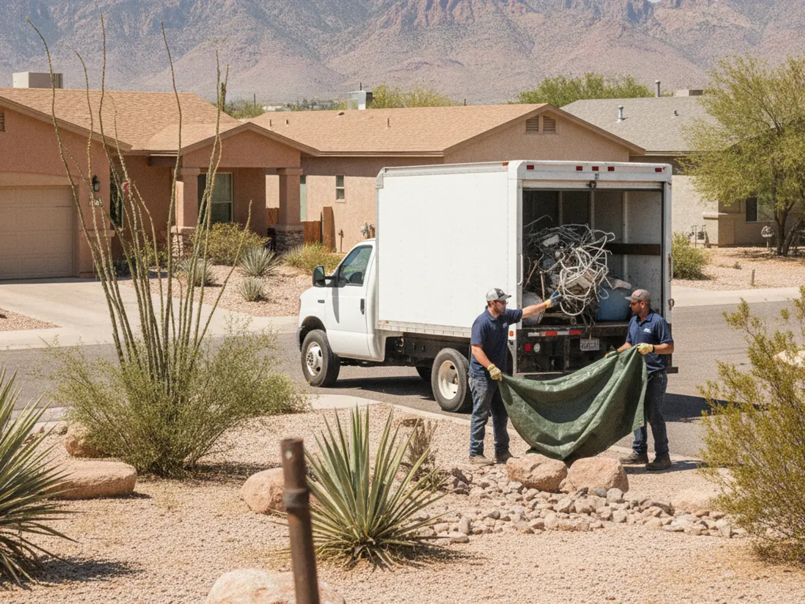 El Paso Trash Removal truck on a residential pickup route