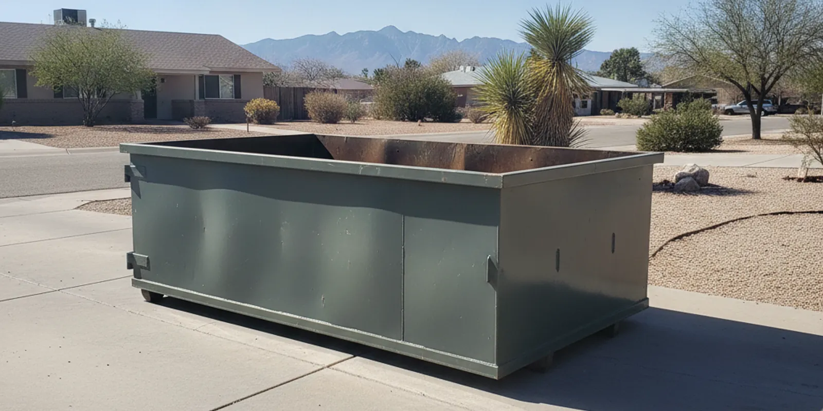 Roll-off dumpster dropped for an El Paso renovation